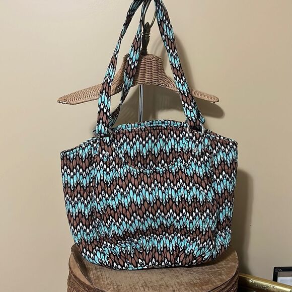 VERA BRADLEY Sierra Stream handbag and wallet. Teal / Brown. - Picture 1 of 13